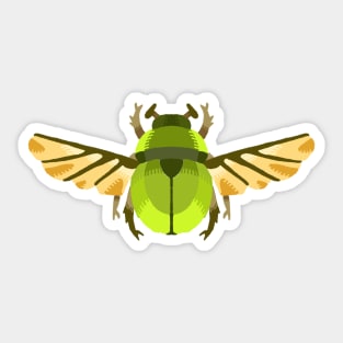 Light Open Simple Green Beetle Stamp Sticker